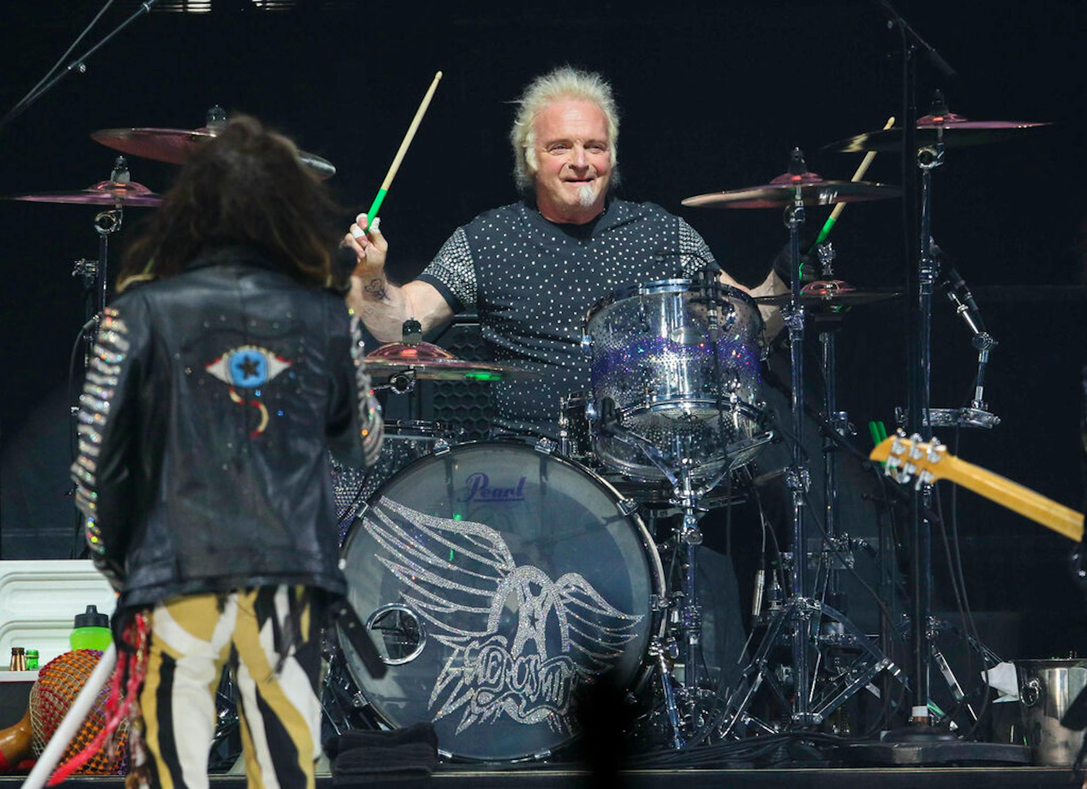 Joey Kramer with Aerosmith performs during the Bud Light Super Bowl Music Fest Day 2 at State Farm Arena on Friday, February 1, 2019, in Atlanta.
