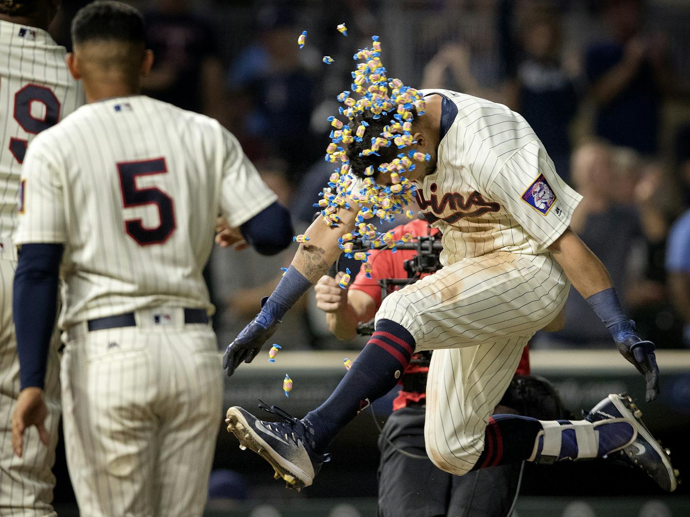 Eddie Rosario made his way to home plate after hitting a walk off 2-run home run in the tenth inning to win the game. Minnesota beat San Diego 3-1. ] CARLOS GONZALEZ &#xef; cgonzalez@startribune.com - September 13, 2017, Minneapolis, MN, Target Field, MLB, Minnesota Twins vs. San Diego Padres