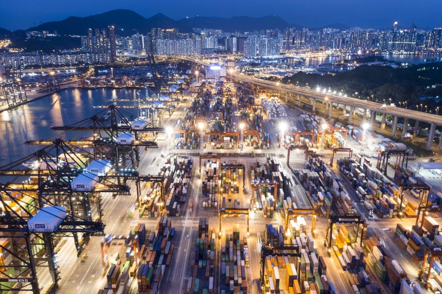 FILE -- The Kwai Tsing container terminal in Hong Kong, April 7, 2020. A World Trade Organization panel said Tuesday, Sept. 15, that the United States violated international trade rules by imposing tariffs on China in 2018 in the midst of President Donald Trump's trade war.