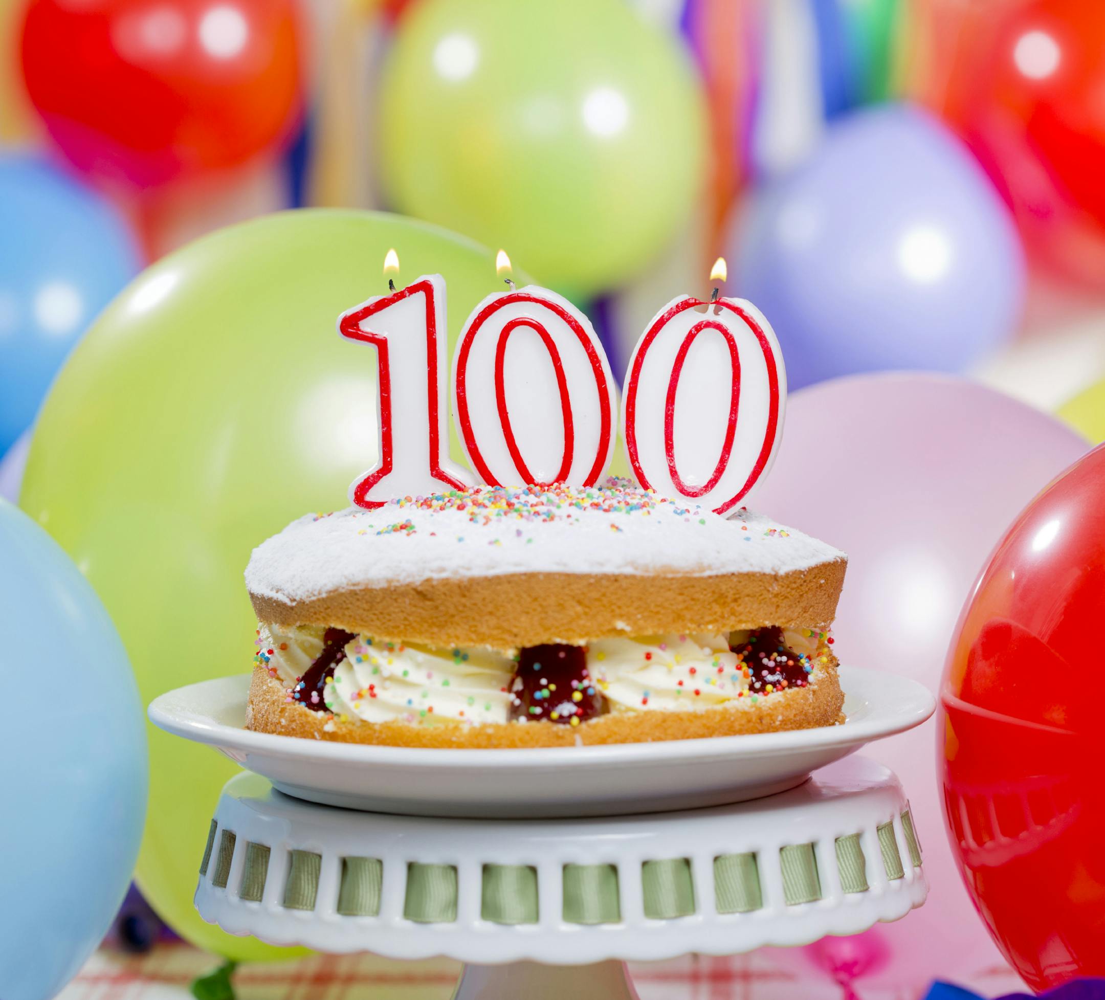 istock photo of a 100th birthday cake