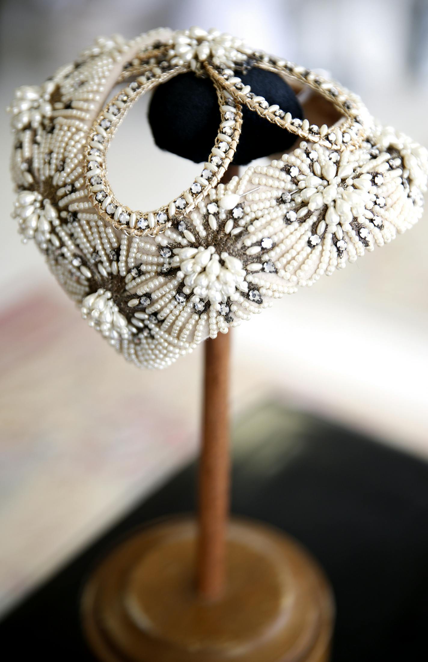 A vintage bridal head piece at Andrea's Vintage Bridal in Minneapolis. ] LEILA NAVIDI leila.navidi@startribune.com / BACKGROUND INFORMATION: Monday, November 17, 2014.