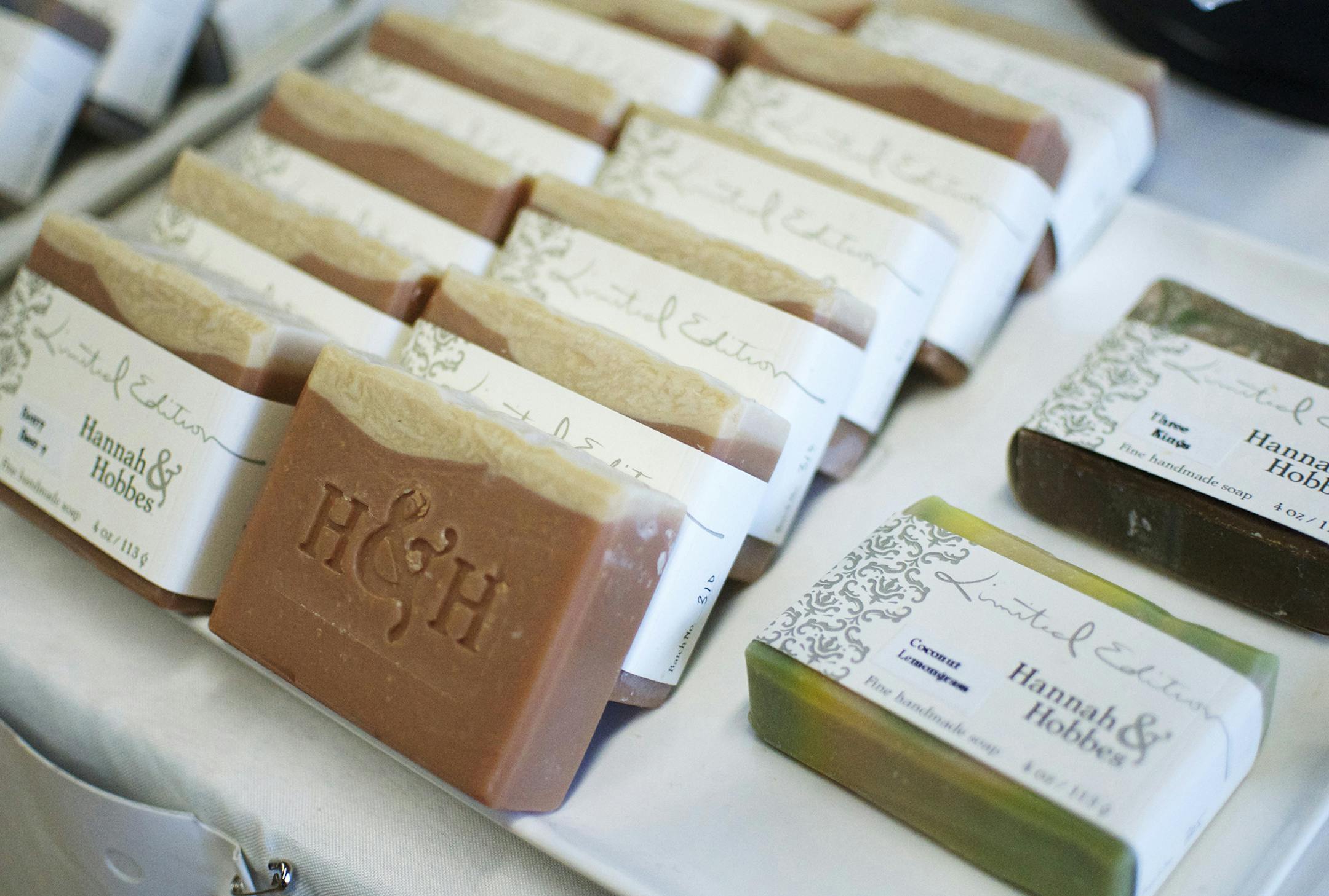 Chrissy Wheeler, of Apple Valley, was inspired to start her company Hannah and Hobbes after taking a class on soap making and making soaps for her wedding favors. Photo by Liz Rolfsmeier, Special to the Star Tribune