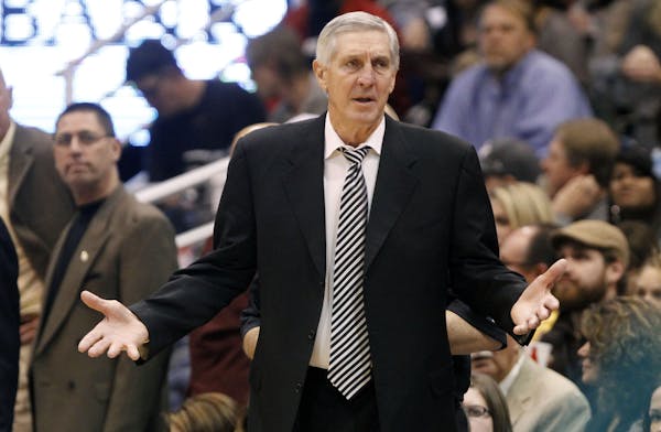Utah head coach Jerry Sloan disputes a call during the second half of an NBA basketball game against the Charlotte Bobcats Monday, Jan. 31, 2011, in S