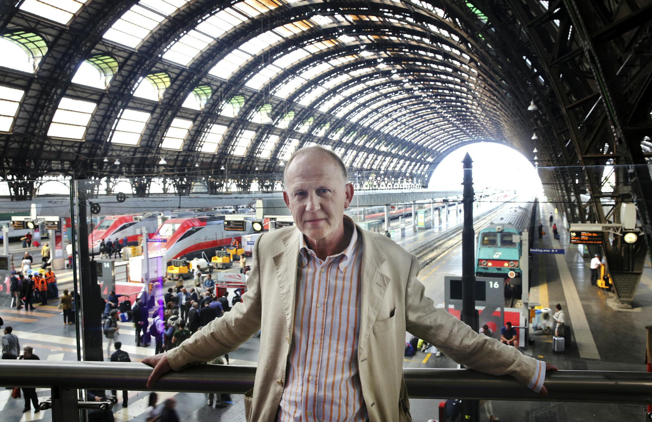 Tim Parks, a polymath writer, at the main Central Station in Milan, June 5, 2013. In Parks' new book, "Italian Ways: On and Off the Rails from Milan to Palermo," he explores his adopted country through its trains, the lifeblood of a fragmented nation. (Samuele Pellecchia/The New York Times)