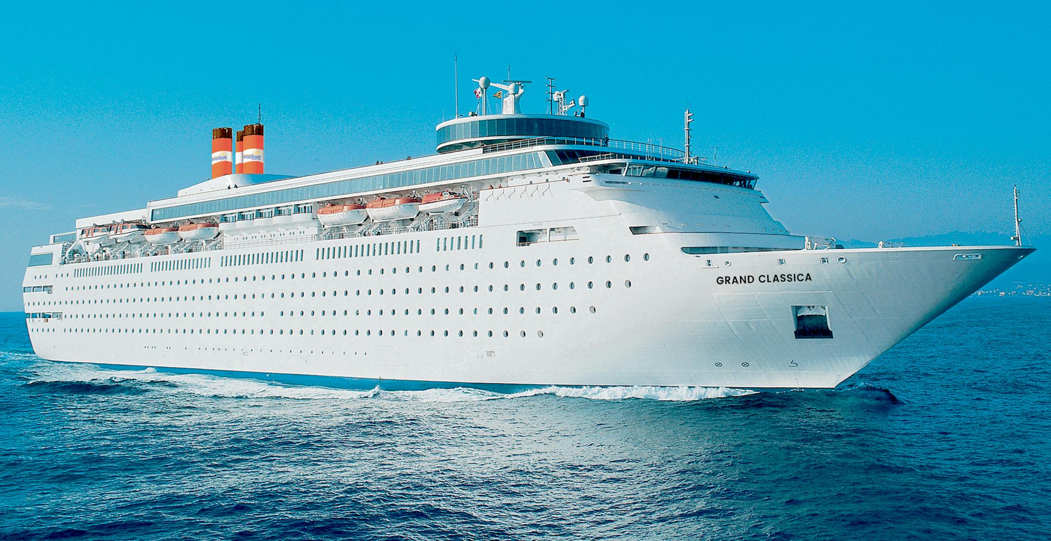In an undated image provided by Bahamas Paradise Cruise Line, the 1,680-passenger Grand Classica cruise ship. It offers a three-day cruise to the Bahamas for $129 and is one of two ships operated by the Bahamas Paradise Cruise Line that sails between southern Florida and Grand Bahama Island year round. (Bahamas Paradise Cruise Line via The New York Times) -- PHOTO MOVED IN ADVANCE AND NOT FOR USE - ONLINE OR IN PRINT - BEFORE JULY 28, 2019. --