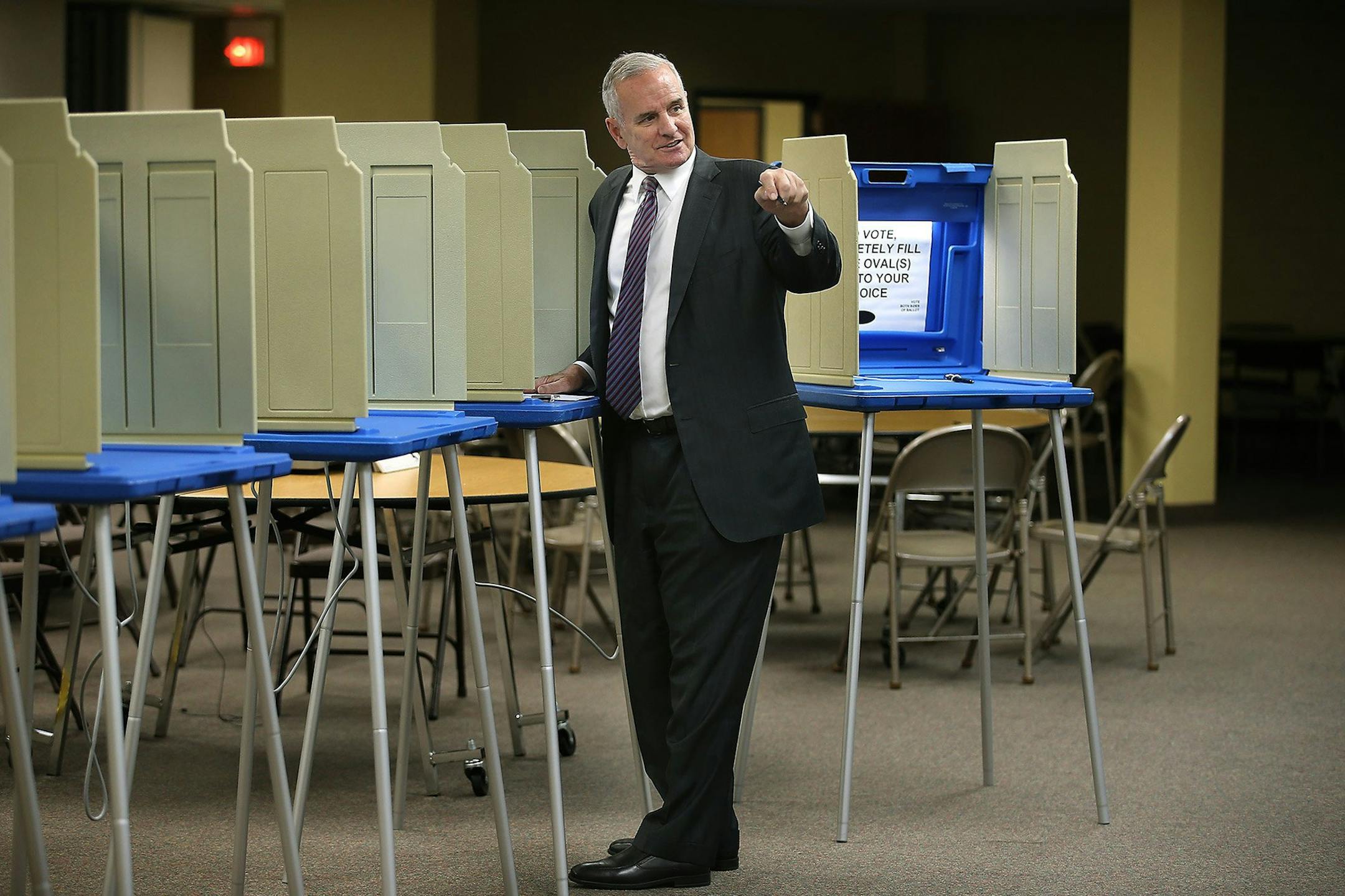 Minnesota Gov. Mark Dayton votes at Summit Church on Tuesday, Aug. 12, 2014, in St. Paul, Minn. (Elizabeth Flores/Minneapolis Star Tribune/MCT) ORG XMIT: 1156049 ORG XMIT: MIN1408121844355306