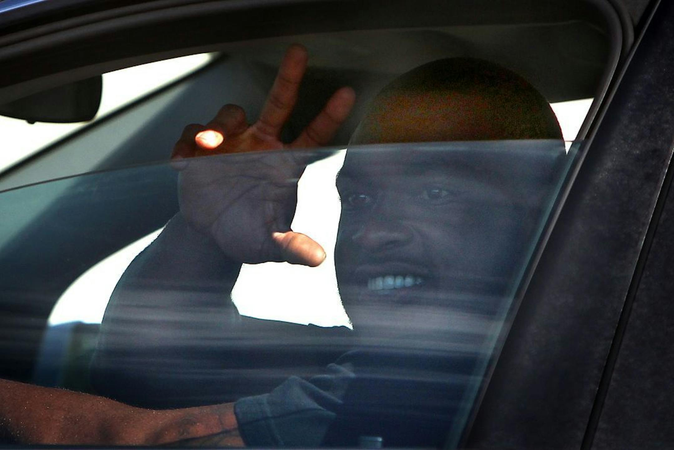 Wide receiver Percy Harvin waved to reporters as he arrived at Winter Park July 26, 2011. The Vikings will begin training camp in Mankato on Monday.