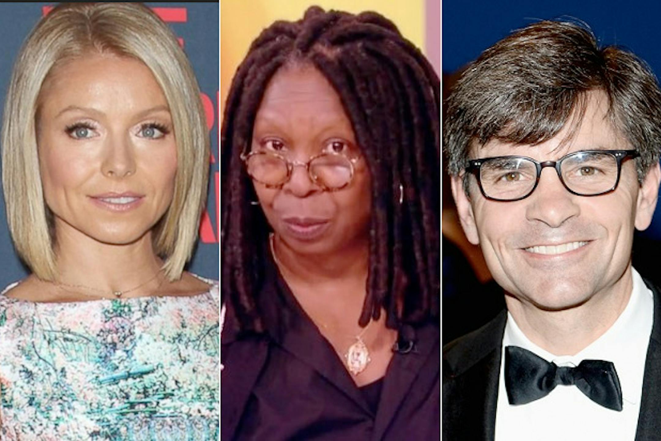 ABC morning stars include, from left, Kelly Ripa, Whoopi Goldberg and George Stephanopoulos.