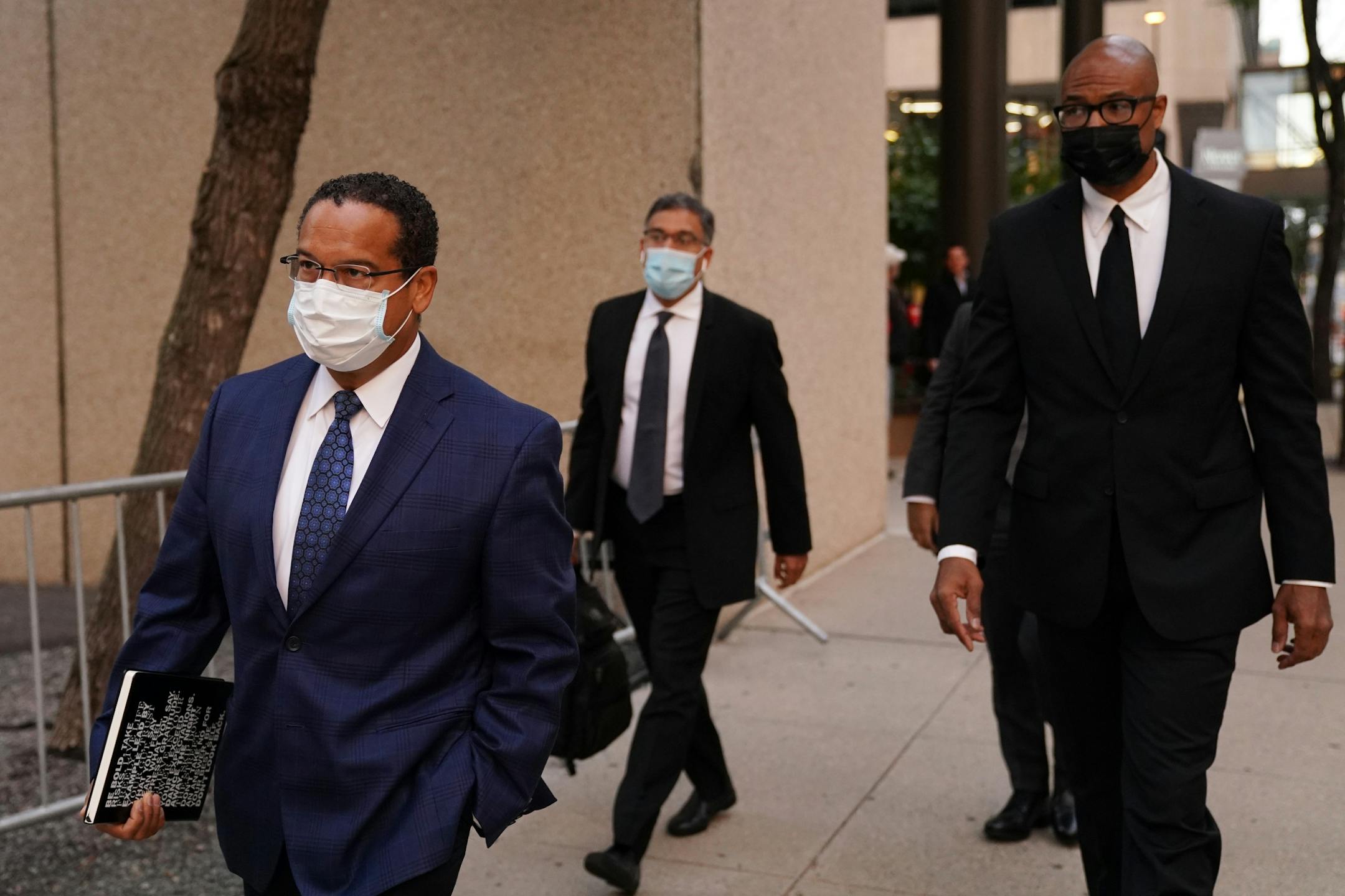 Minnesota Attorney General Keith Ellison and his team arrived at the Hennepin County Family Justice Center for Friday's hearing.