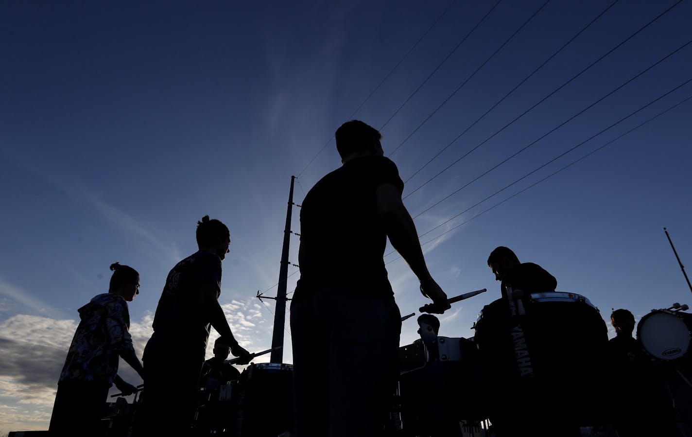 Drummers worked on their timing with a metronome during a Eden Prairie Drumline practice. ] CARLOS GONZALEZ &#xef; cgonzalez@startribune.com - March 20, 2017, Eden Prairie, MN, feature on popularity and growing competitive of prep drumlines and color guards, Eden Prairie High School Prep drum line practice