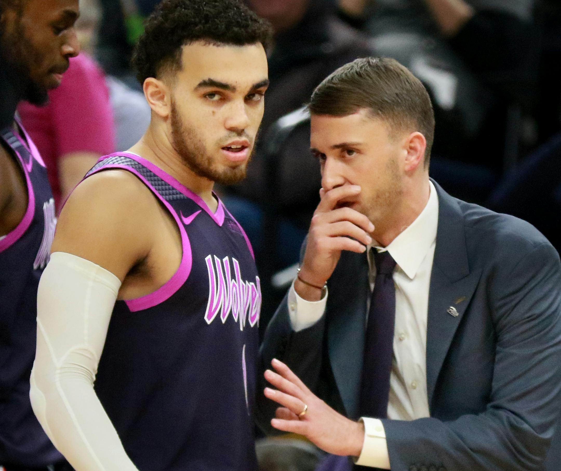 Minnesota Timberwolves interim head coach Ryan Saunders during the second half of the Timberwolves 119-115 loss to the Dallas Mavericks Friday, Jan. 11, 2019, at the Target Center in Minneapolis, MN.] DAVID JOLES &#x2022; david.joles@startribune.com This will be interim head coach Ryan Saunders first home game