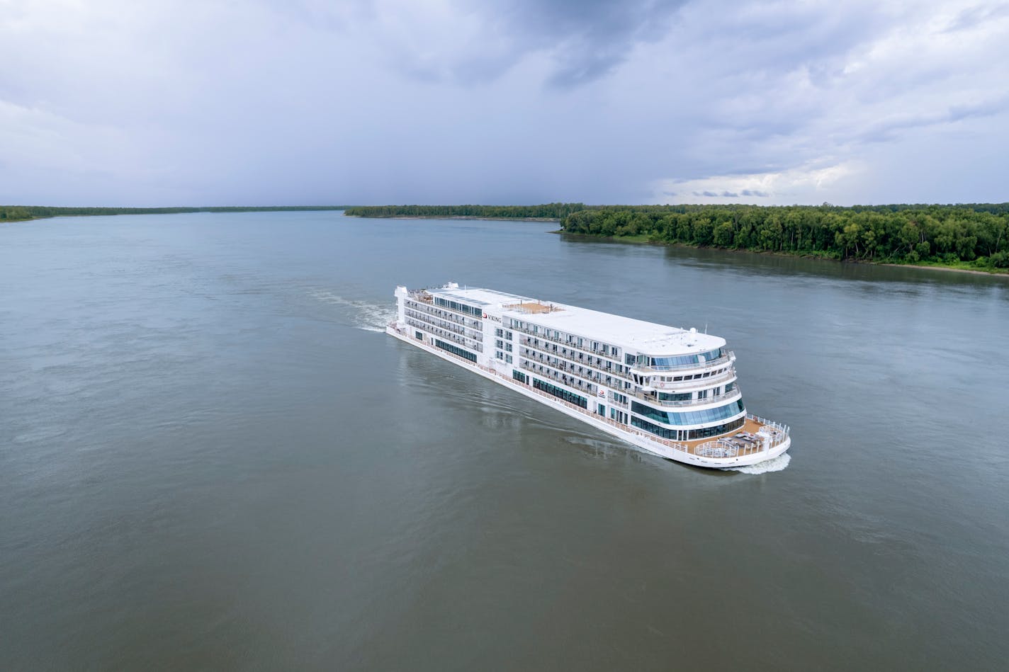 Viking Mississippi river ship on the Miss. River, Louisiana.