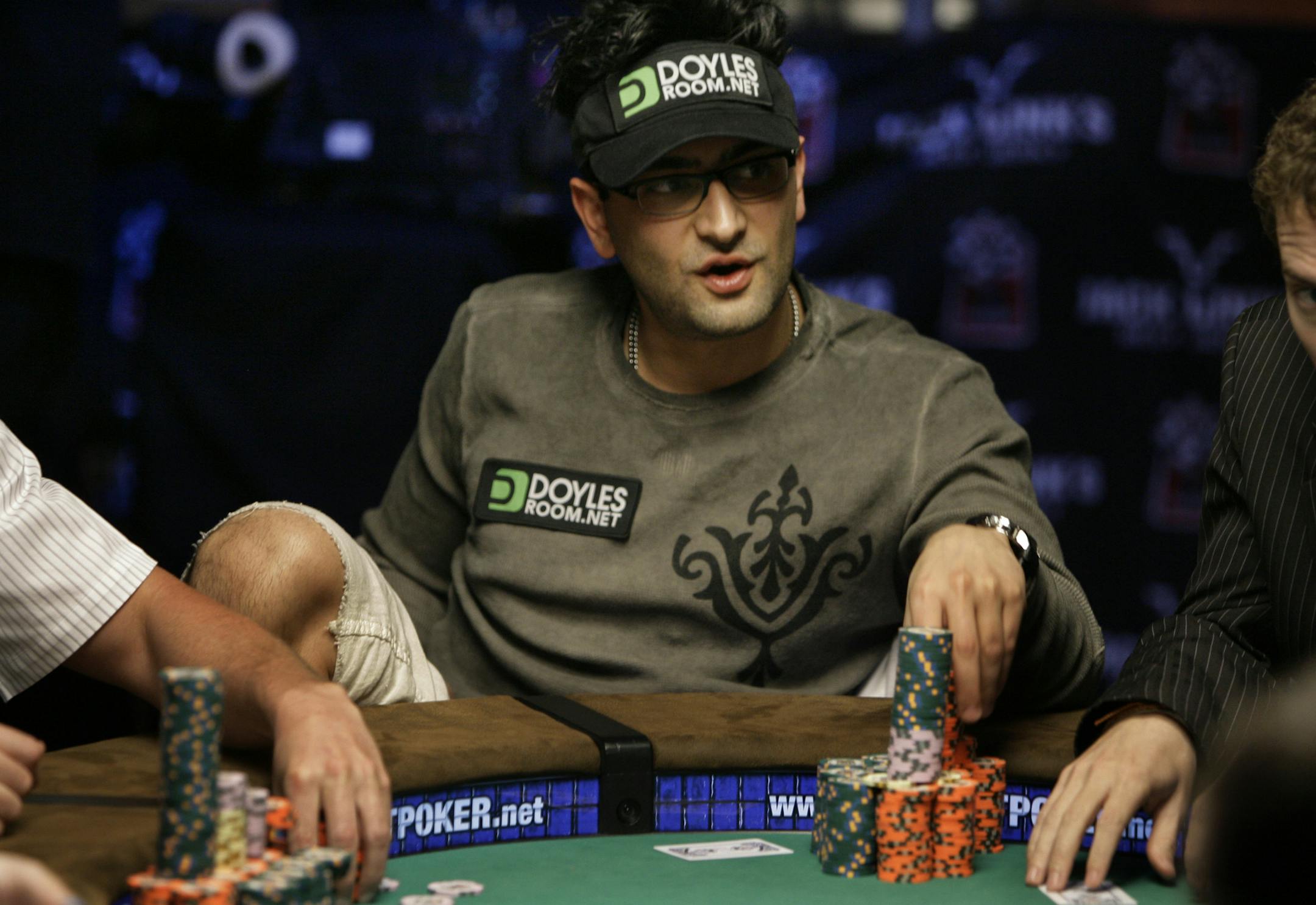 Antonio Esfandiari looks up during a hand at the World Series of Poker at the Rio Hotel and Casino in Las Vegas on Wednesday, July 15, 2009. (AP Photo/Laura Rauch) ORG XMIT: NVLR115