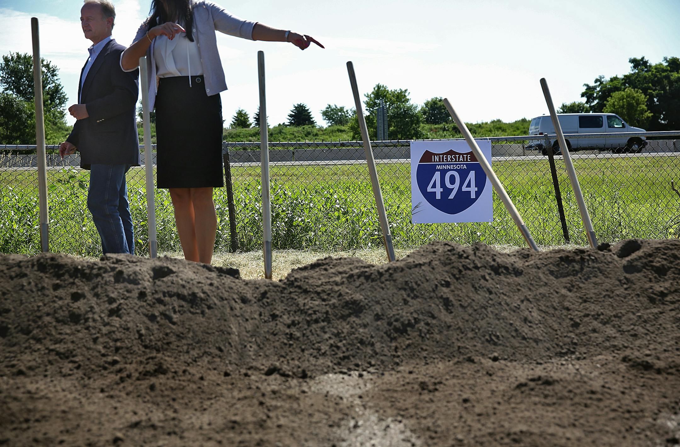 State Senator Warren Limmer and Plymouth Mayor Kelli Slavik prepared to participate in the ground breaking ceremony. ] JIM GEHRZ ‚Ä¢ jgehrz@startribune.com / Plymouth, MN / July 23, 2014 / 10:00 AM / BACKGROUND INFORMATION: Interstate 494 construction has started on a third lane in Plymouth -- something the city has anxiously awaited and pushed for at the state level for the last 15 years. It's the only segment of 494 throughout the west metro that doesn't have three lanes. On s
