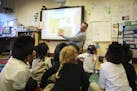 Kindergarten teacher David Boucher talked to his class at Folwell School, a Minneapolis performing arts magnet school, in October 2016.