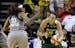 Seattle Storm's Breanna Stewart (30) drives as Minnesota Lynx's Seimone Augustus defends in the second half of a WNBA basketball game Sunday, May 22, 