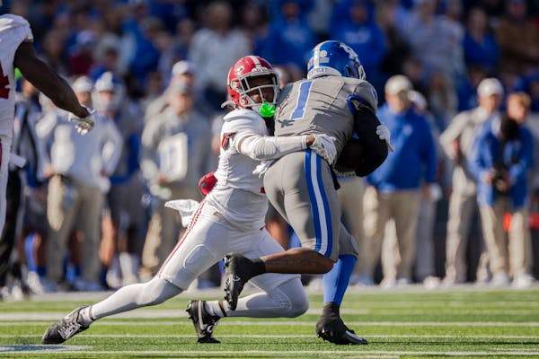 Alabama cornerback Kool-Aid McKinstry made a tackle during a game against Kentucky. McKinstry will be a high pick in the NFL draft.