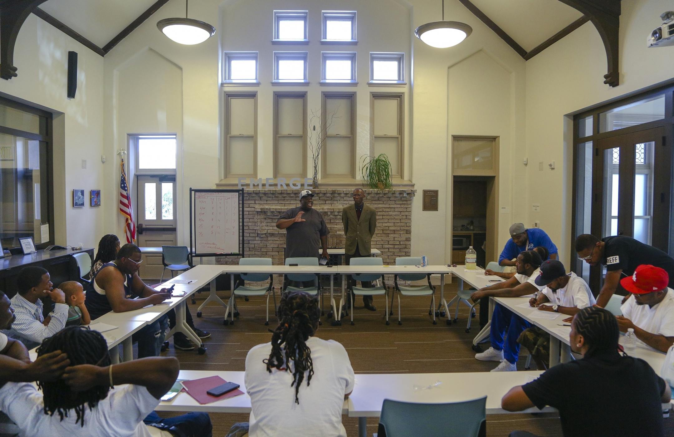 Ferome Brown speaks to his group mentors-in-training on June 30, 2016. The mentors in training are part of a program called "New Day," an organization devoted to helping former clique members have an opportunity to make changes in their lives through employment, leadership and mediation training. Brown spoke to a group of about 12 reminding them that there individuals in the community that do not believe they can properly serve as role models for other youth involved in gang activity.