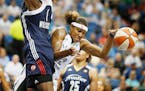 Rebekkah Brunson was fouled by Connecticut 's Elizabeth Williams at Target Center Wednesday July 22, 2015 in Minneapolis, MN. Connecticut beat Minneso