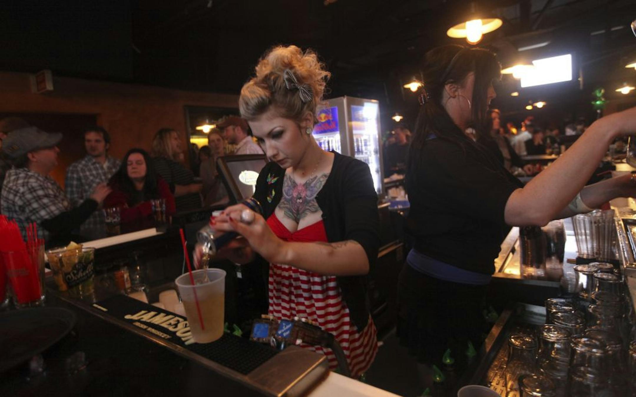 Bartender Shannon Pesta mixed a drink at the Shanty at O'Gara's.