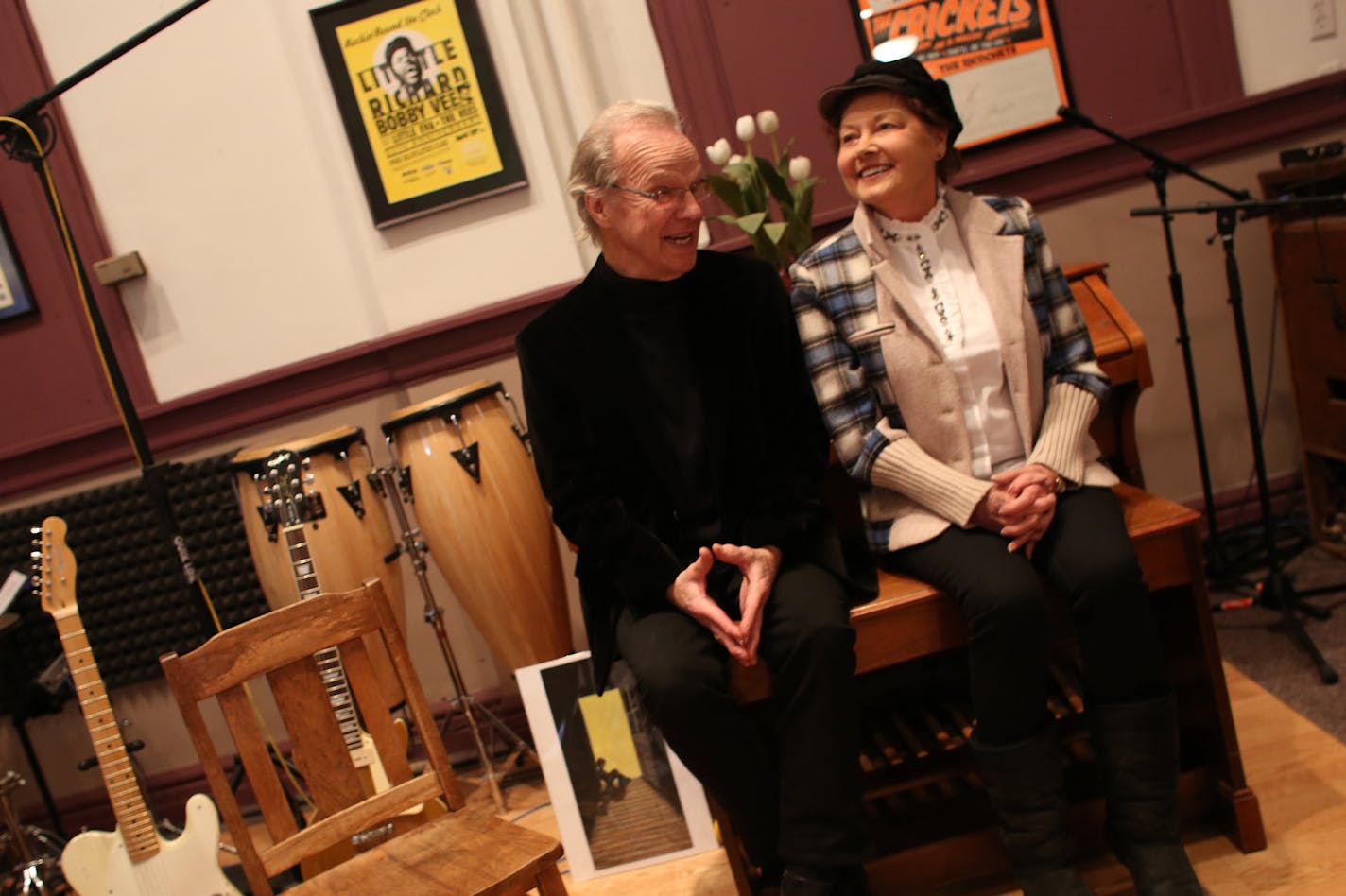 Bobby Vee, 1960s rock star sat with his wife, Karen in his recording studio in St. Joseph Tuesday, February 18, 2014. ] (KYNDELL HARKNESS/STAR TRIBUNE) kyndell.harkness@startribune.com