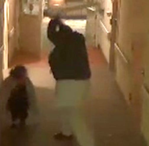 A still from surveillance video of a patient attacking a nurse at St. John's Hospital Nov. 2, 2014.