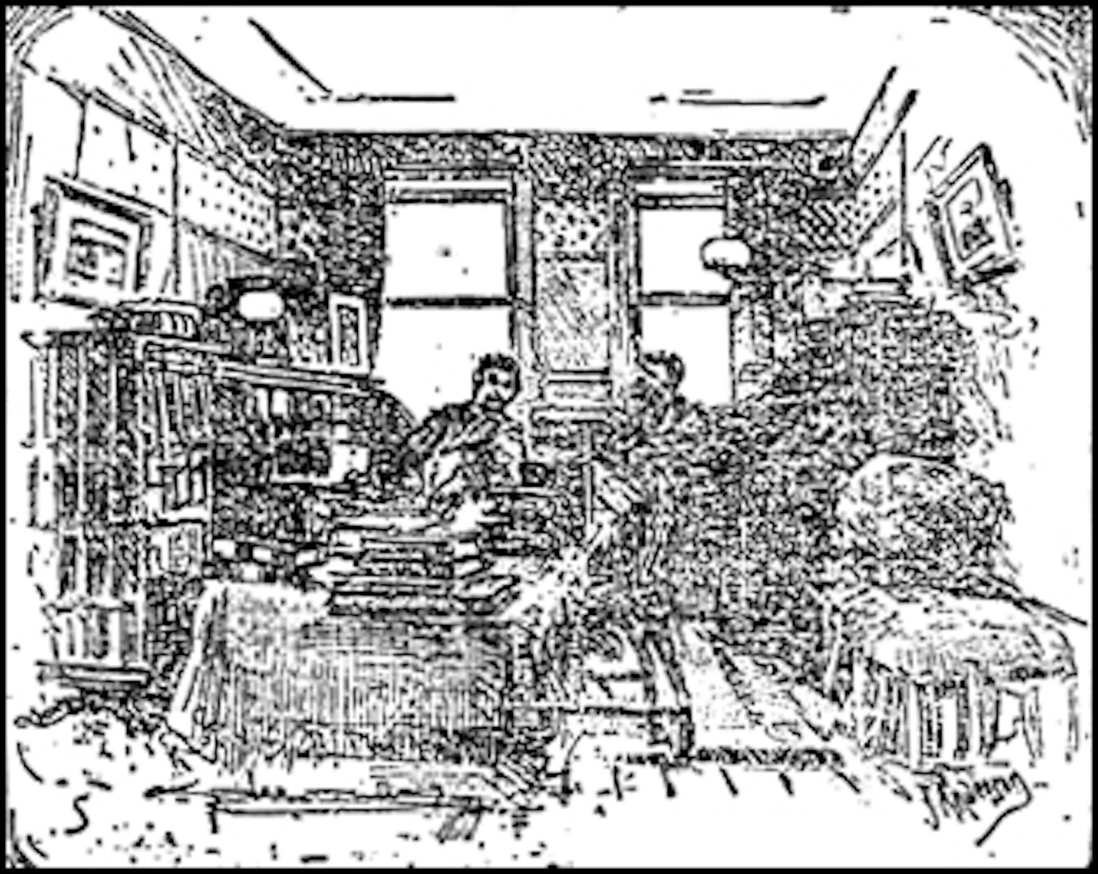 A newspaper editor's office in 1889