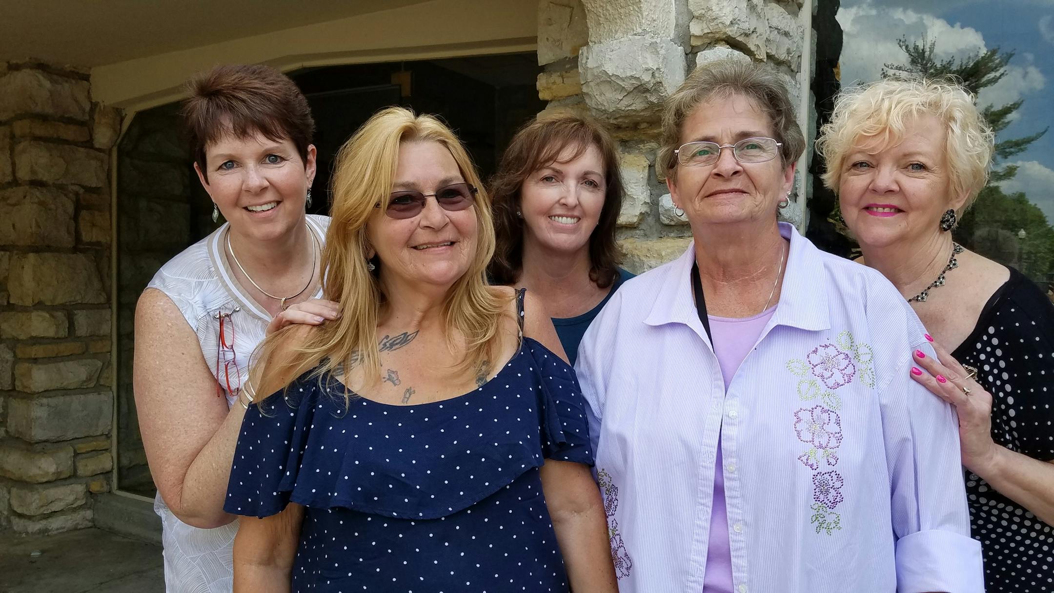 Some of Barron's siblings, left to right: Connie Hoye, Candi Gardner-Hoyt, Lori Stangl, Dena Simon, and Shelia Jenkins.
