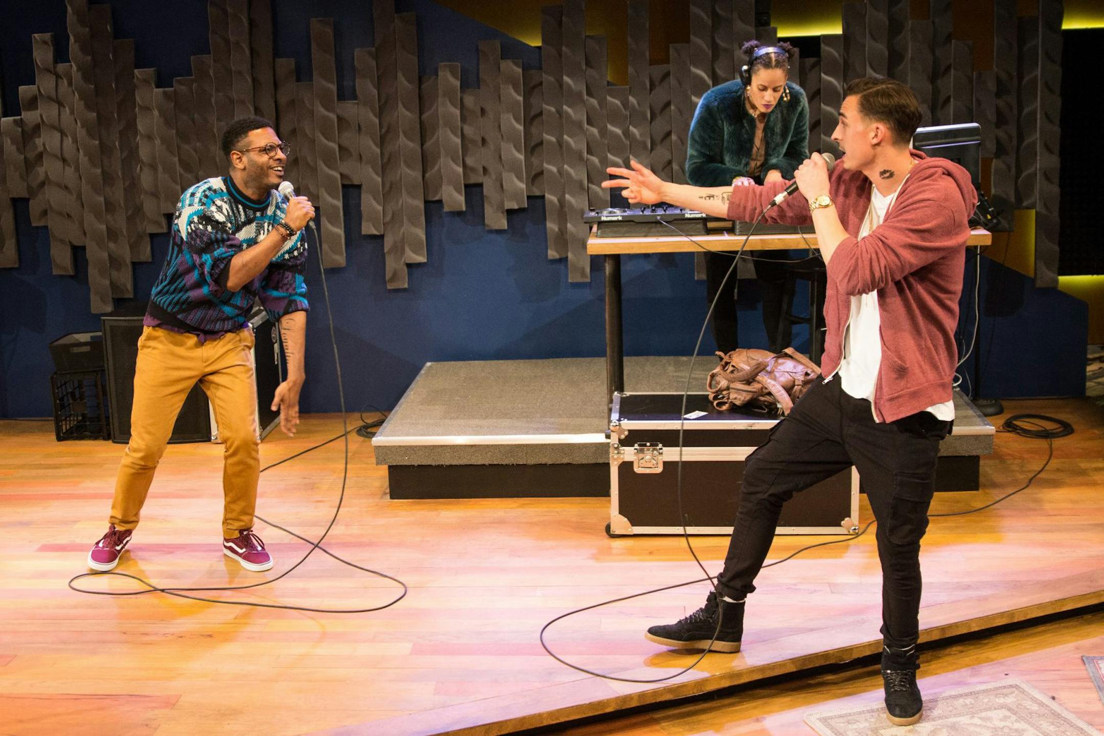 Kadahj Bennett, Rachel Cognata and Michael Knowlton in "Hype Man."
