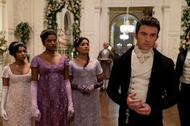 Charithra Chandran, Simone Ashley, Shelley Conn and Jonathan Bailey in “Bridgerton.” Many of the scenes were shot at historic residences, but you 