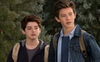 Thomas Barbusca (left) as Leo and Griffin Gluck (right) as Rafe Khatchadorian in a scene from the movie "Middle School: The Worst Years of My Life" di