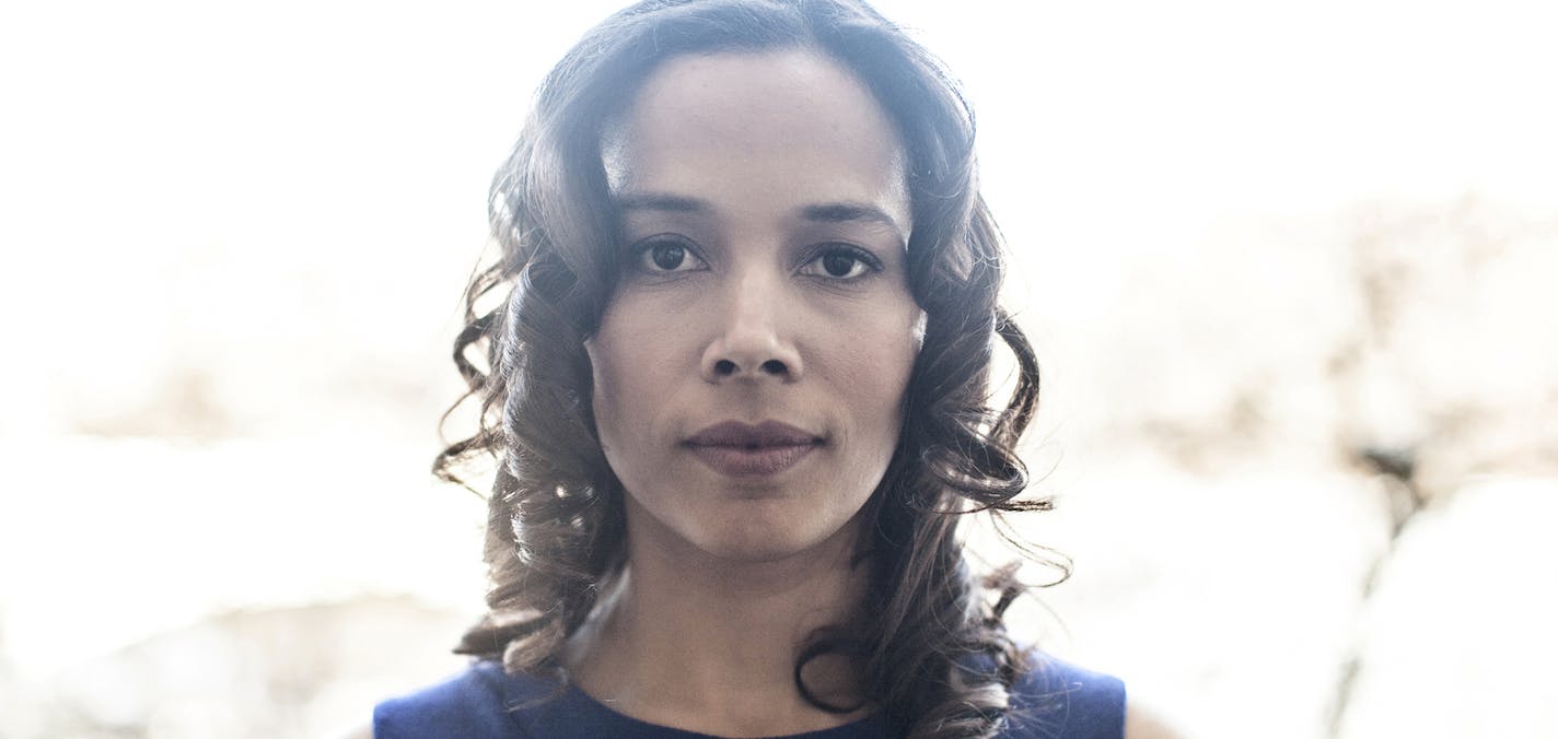 PHOTO MOVED IN ADVANCE AND NOT FOR USE - ONLINE OR IN PRINT - BEFORE JAN. 25, 2015. -- Musician Rhiannon Giddens in Washington, where she was to perform at the Lincoln Awards, Jan. 7, 2015. Giddens, celebrated on the folk circuit as the leader of the Carolina Chocolate Drops, is about to release a solo album, &#x201c;Tomorrow Is My Turn," that steps beyond the tradition of African-American string bands. (Becky Harlan/The New York Times) ORG XMIT: XNYT25