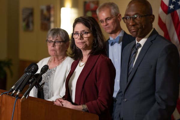 DFL Sen. Kari Dziedzic will take over as majority leader in 2023 following the Democratic sweep of state government. Behind her are other new leaders 