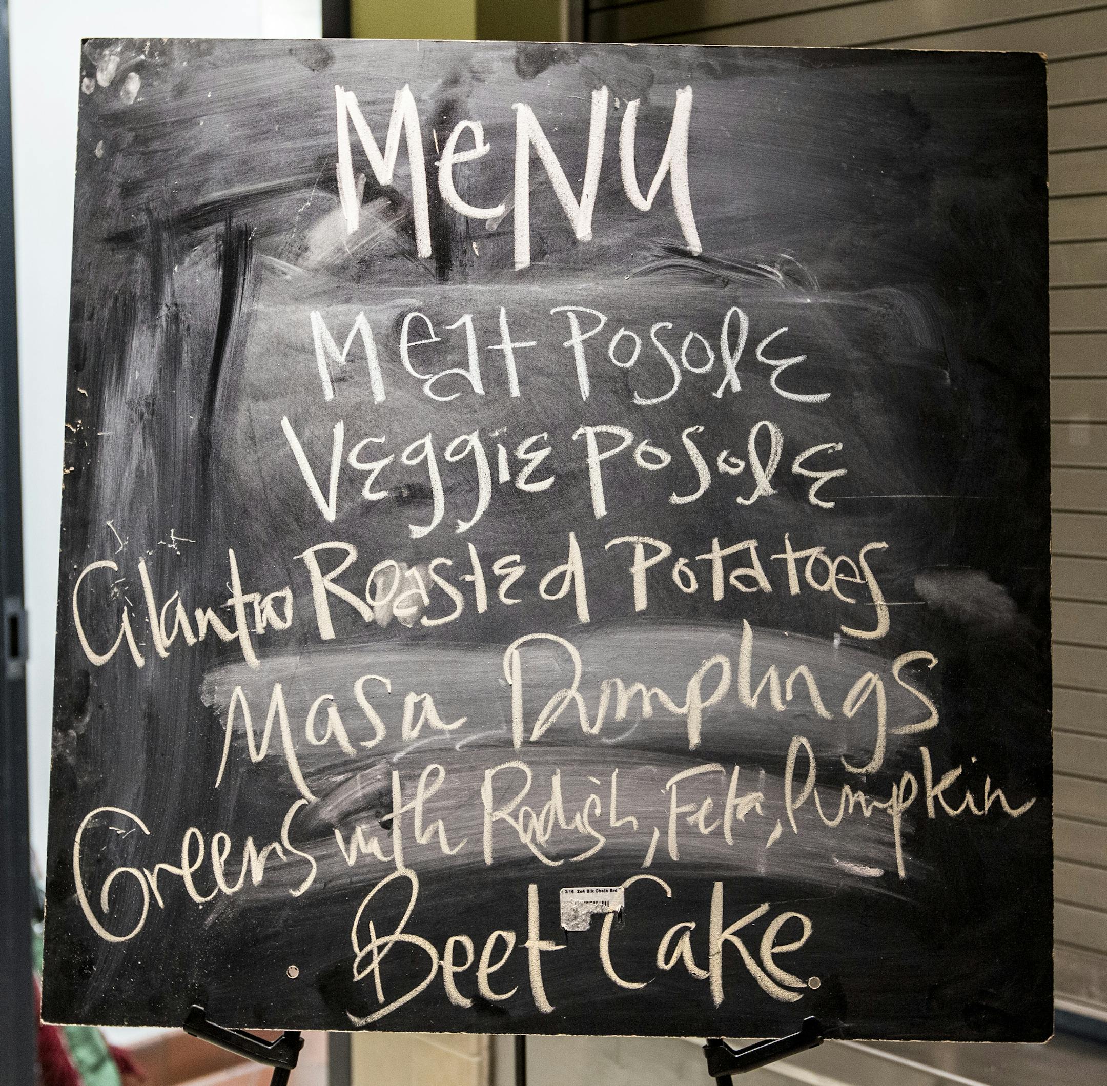 The evening's menu at Eat for Equity's community feast benefitting Urban Ventures at the Urban Ventures headquarters in Minneapolis January 31, 2015. (Courtney Perry/Special to the Star Tribune)