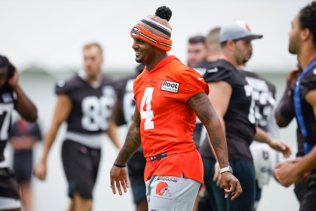 Deshaun Watson during drills with the Cleveland Browns.