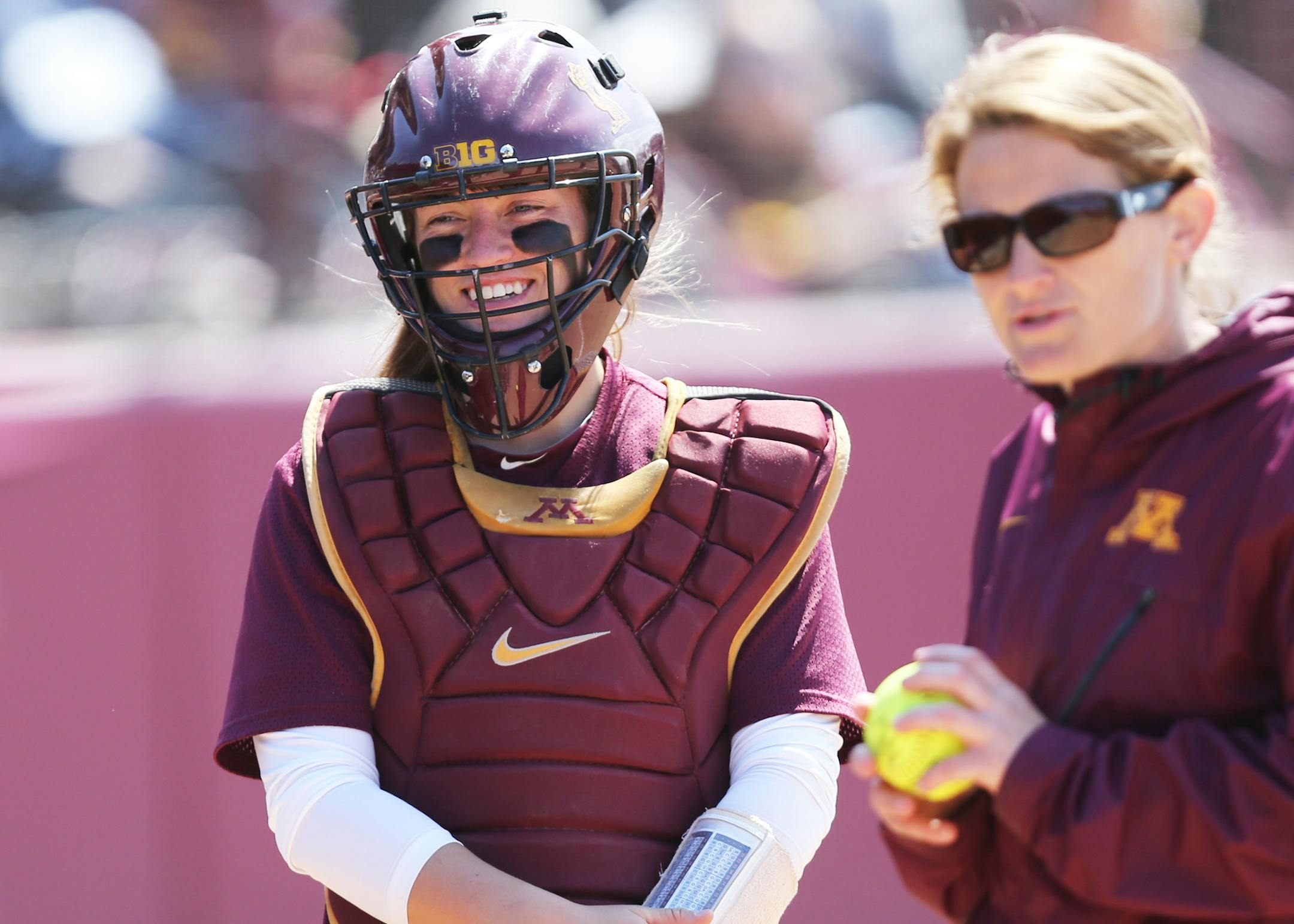 Taylor LeMay, senior catcher, Gophers softball. 2016 season. University of Minnesota photo.