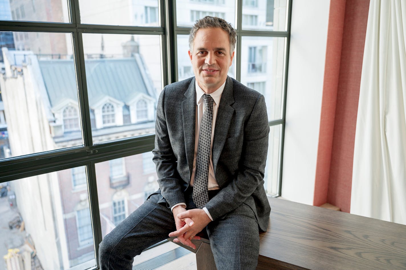 Mark Ruffalo posing for a portrait to promote his film "Dark Waters" at the Whitby Hotel in New York.