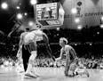 January 26, 1972 Corky Taylor Extends Helping Hand to Ohio State's Luke Witte Just Before Brawl, Witte had been fouled by Minnesota's Clyde Turner; Ta