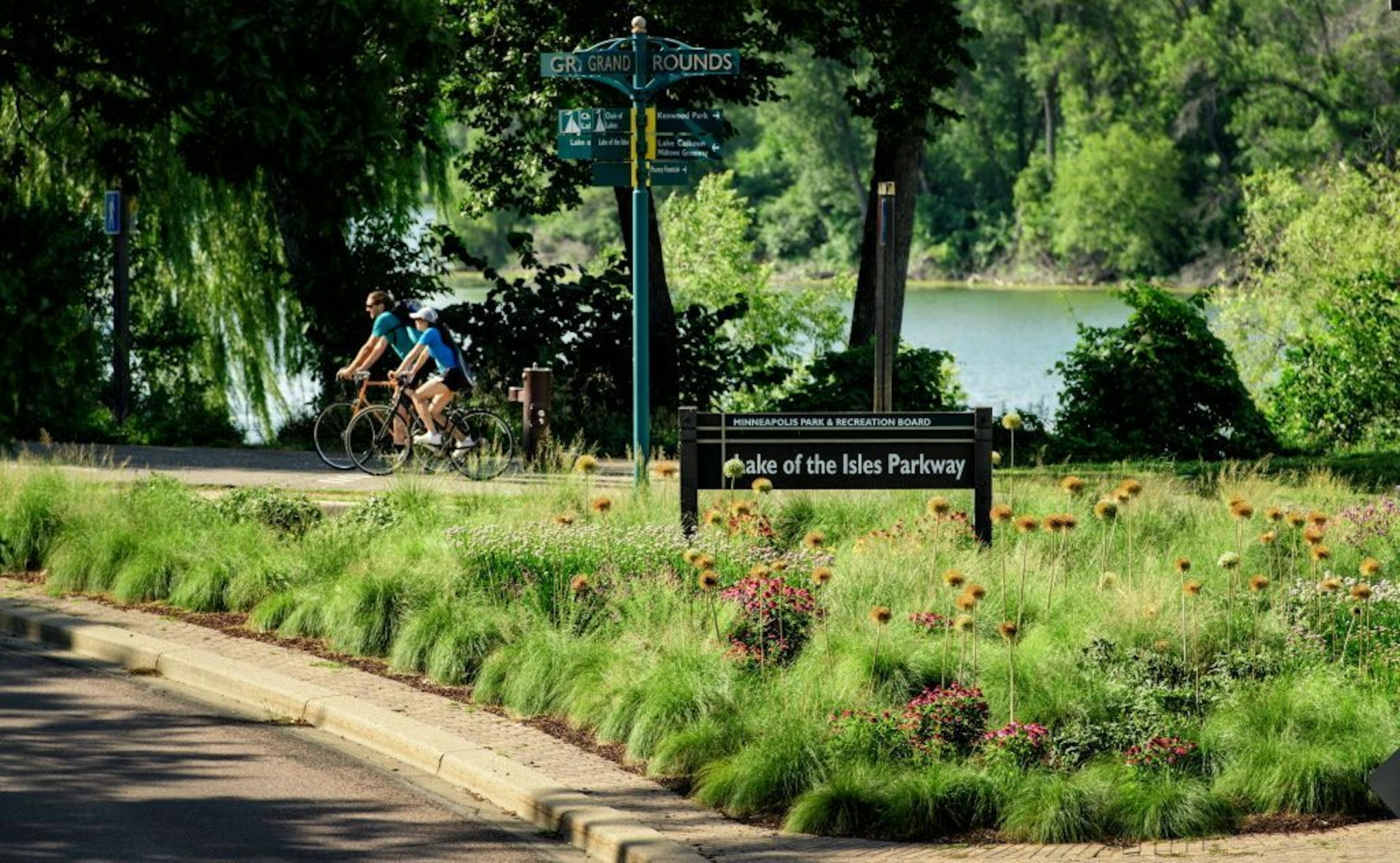 Lake of the Isles Garden at Lake of the Isles Parkway E and E Lake Calhoun Parkway, tended by Mark Addicks and Tom Hoch.