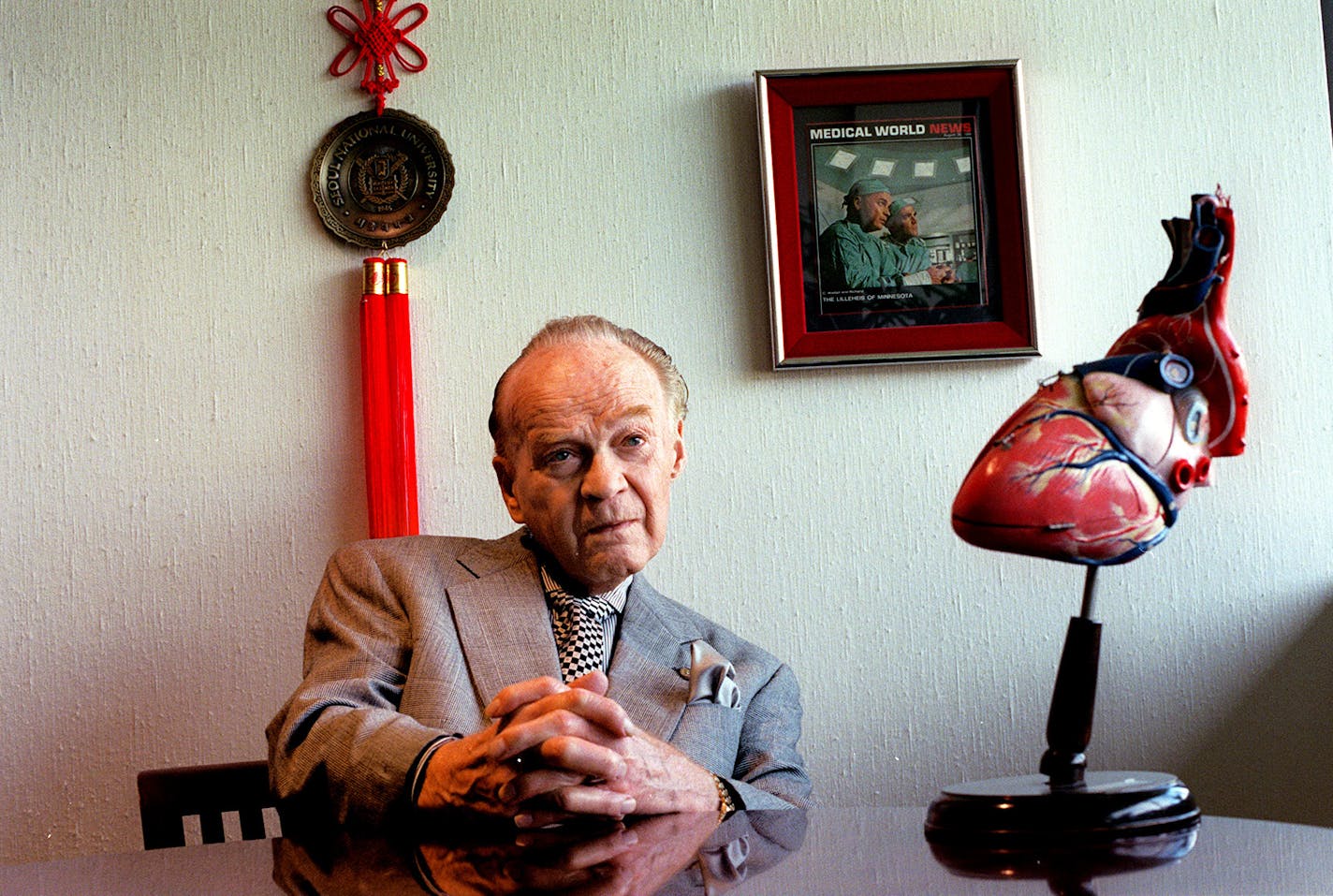 Dr. Walt Lillehei in a 1997 photo, only two years before his death at age 80. As a young man, he had been diagnosed with neck cancer and given a slim chance of survival. The challenge was on, and a survivor and risk-taker was born.