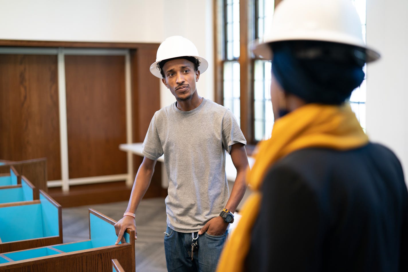 Nawal Noor, developer and general contractor for the remodel of Hosmer Library in South Minneapolis. Mowlid Salan works for her through a Hennepin County program, Productive Day Enterprises. The Hennepin County Adult Corrections Facility Productive Day Enterprises program teaches participants how to get and keep a job. ] GLEN STUBBE &#x2022; glen.stubbe@startribune.com Friday, June 28, 2019 00057333A Nawal Noor is the first East African developer and general contractor in Minnesota, starting a b