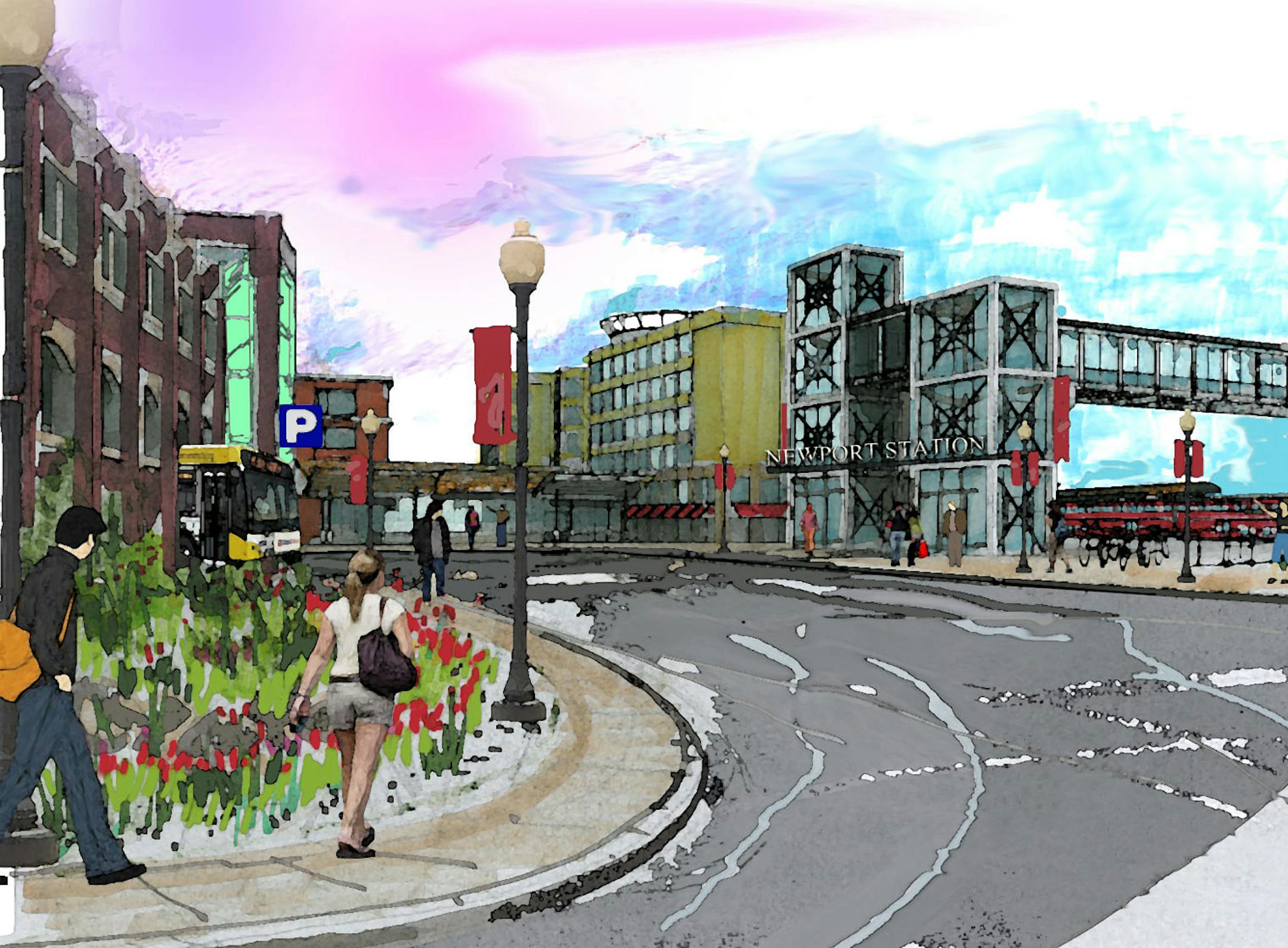 Credit: Red Rock Corridor Commission Cutline: Construction is expected to begin on a transit station in Newport this year, part of a 40-acre retail and residential development envisioned around the site in the Red Rock Corridor. ORG XMIT: MIN1212311926042795