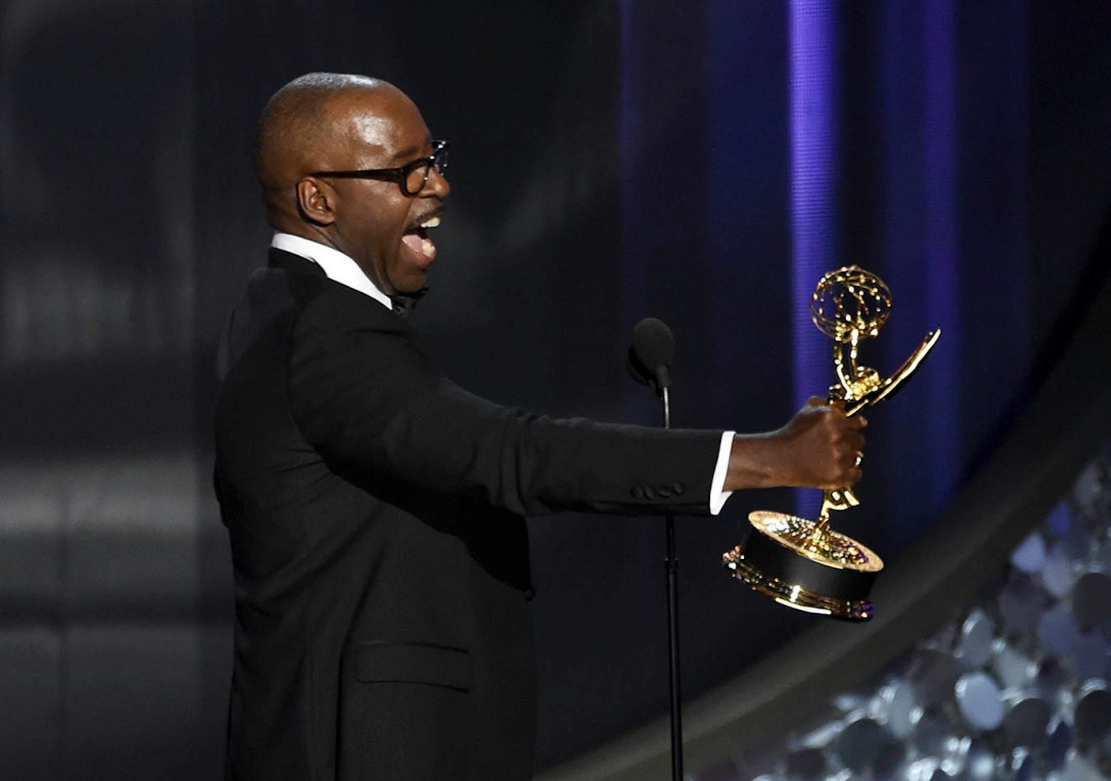 Courtney B. Vance accepts the award for outstanding lead actor in a limited series or a movie for 'The People v. O.J. Simpson: American Crime Story' at the 68th Primetime Emmy Awards on Sunday, Sept. 18, 2016, at the Microsoft Theater in Los Angeles.