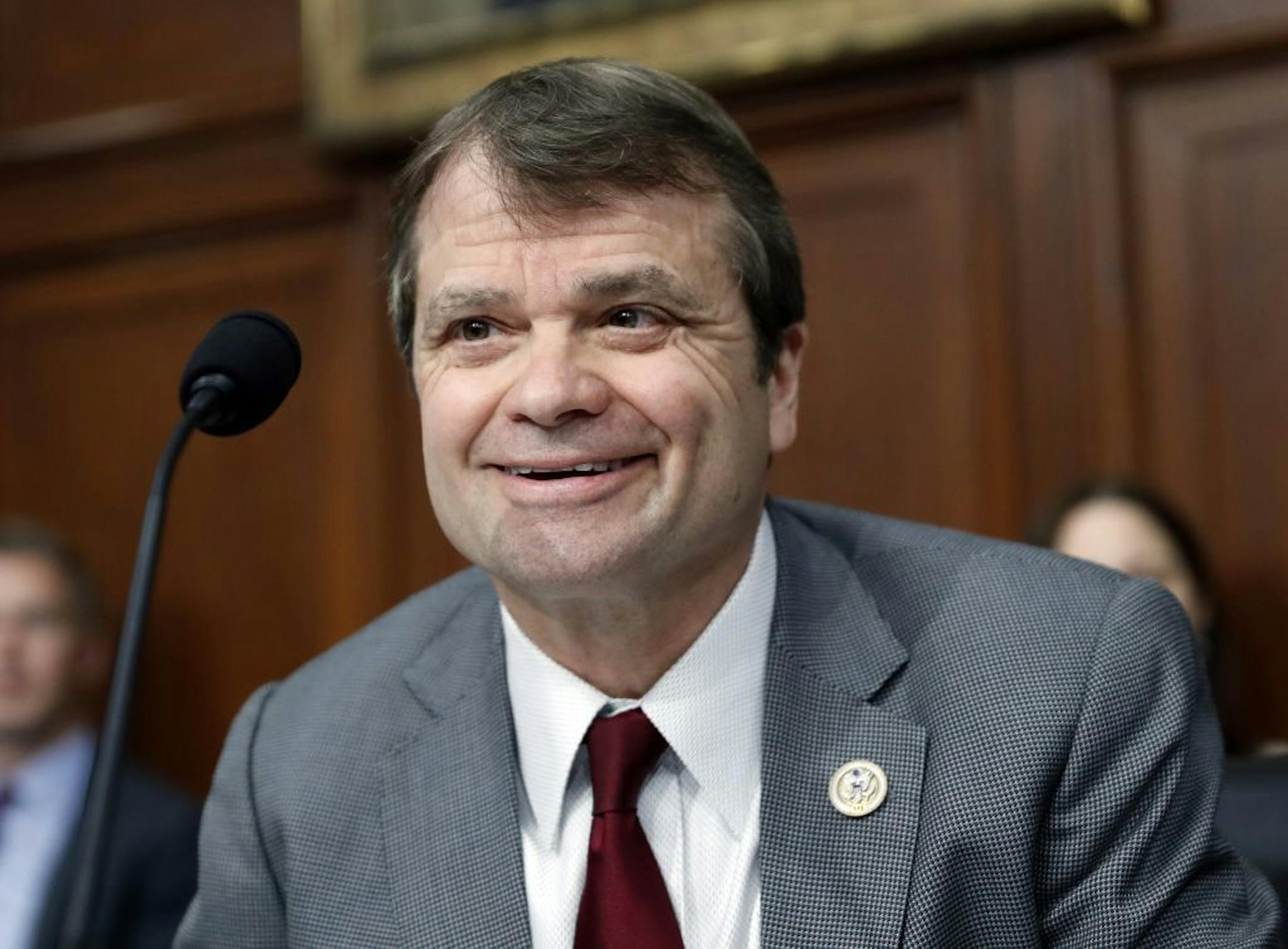Ranking Member Mike Quigley D-Ill., smiles before Treasury Secretary Steve Mnuchin testifies at a House Appropriations subcommittee hearing on the budget, on Capitol Hill, Monday, June 12, 2017 in Washington.
