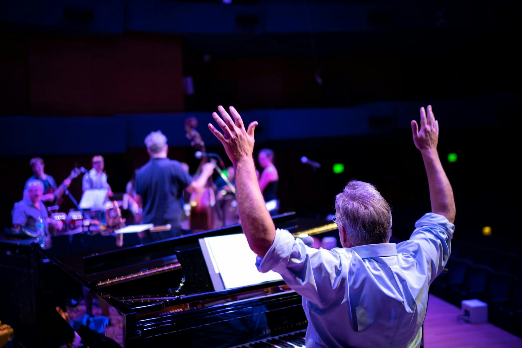 The New Standards rehearsed in Orchestra Hall for evening concert w special guests.