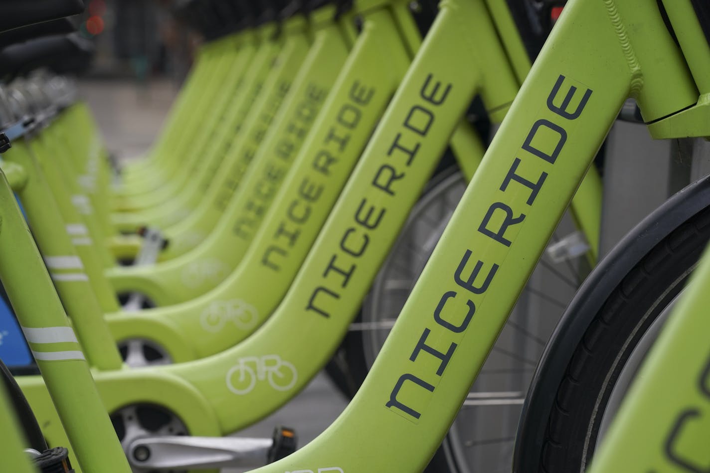 A rack of Nice Ride bikes at the corner of 2nd Ave. S. and 3rd St. S. in downtown Minneapolis Monday afternoon. ] JEFF WHEELER &#x2022; Jeff.Wheeler@startribune.com Nice Ride Minnesota, the popular bike share program, returned to the streets Monday and with it, an offer to give healthcare workers a free 30-day membership. Racks of bikes were photographed Monday afternoon, April 6, 2020 in Minneapolis.