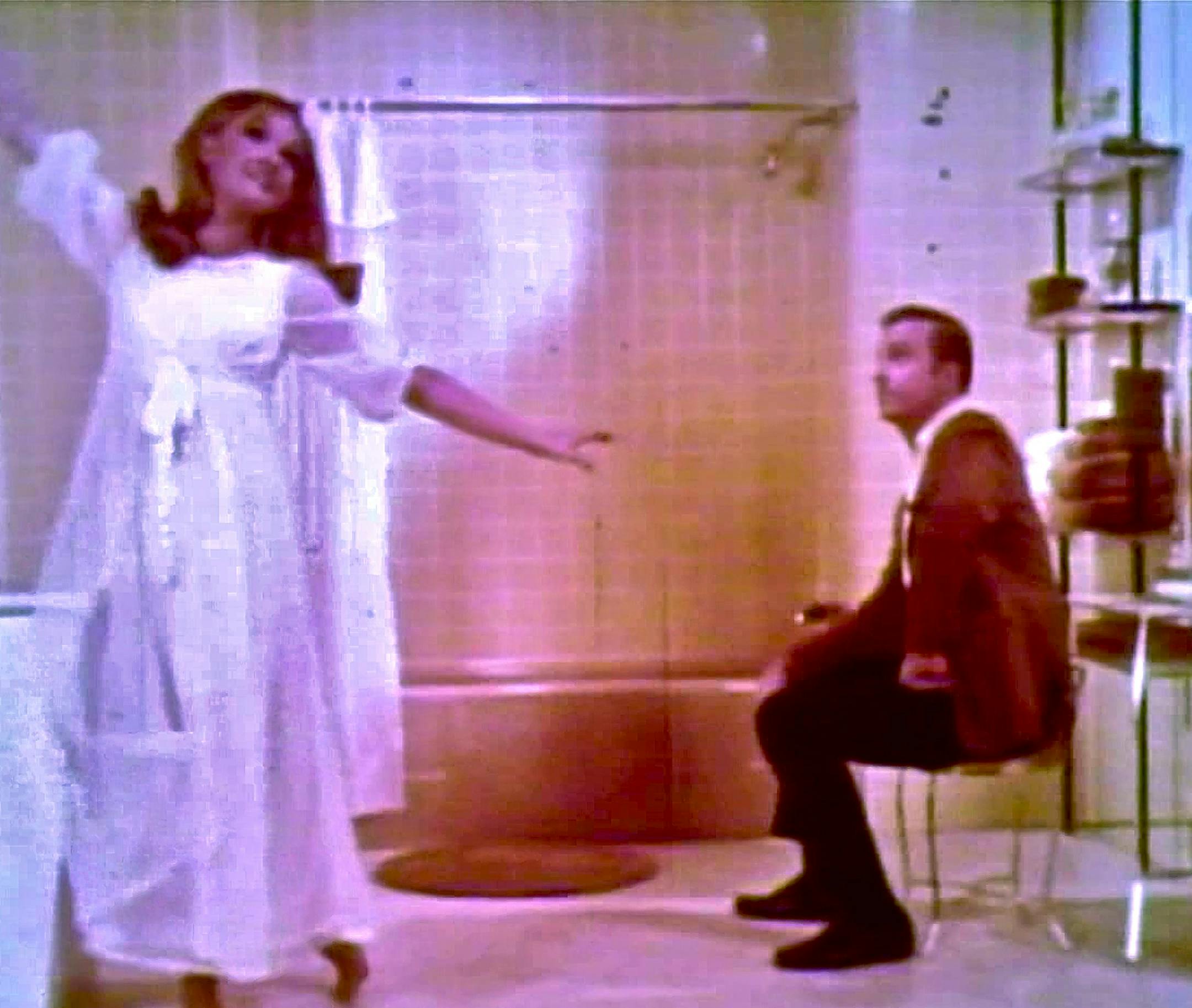Still from "The Bathrooms Are Coming," the 1969 American-Standard musical for plumbing fixture distributors. From Steve Young's gala revue of Corporate Musicals.