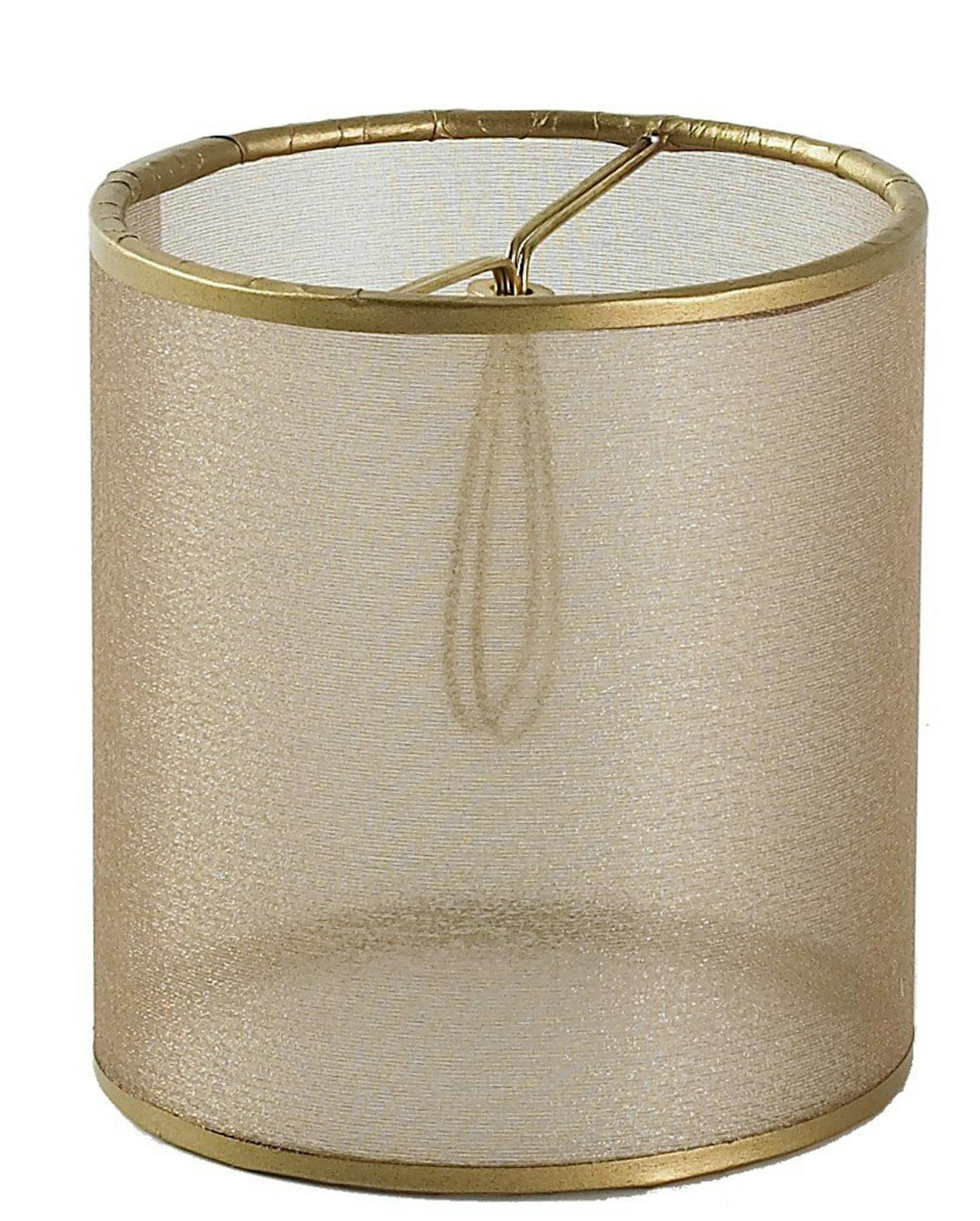 Organza drum chandelier comes in gold, silver and copper. $24 each, at Shades of Light, www.shadesoflight.com (Shades of Light)