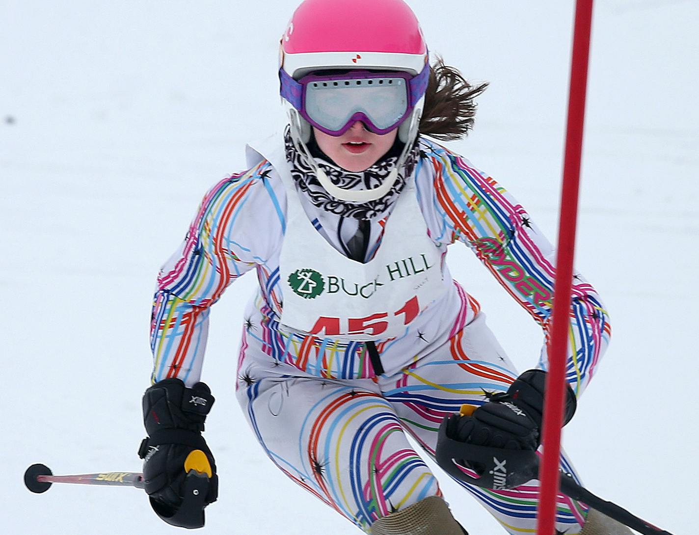 Eagan/Eastview's Sally Anderson made her way down the hill during her second run with a time of 23.28 at the Buck Hill Invitational on Friday.