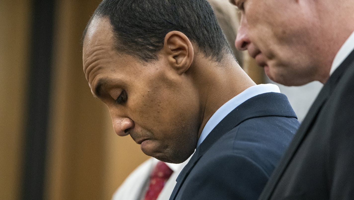 Former Minneapolis police Officer Mohamed Noor reads a statement in Minneapolis, before being sentenced by Judge Kathryn Quaintance in the fatal shooting of Justine Ruszczyk Damond. ORG XMIT: MER116d059eb435caa597563874d1d04 ORG XMIT: MIN1907030827124830